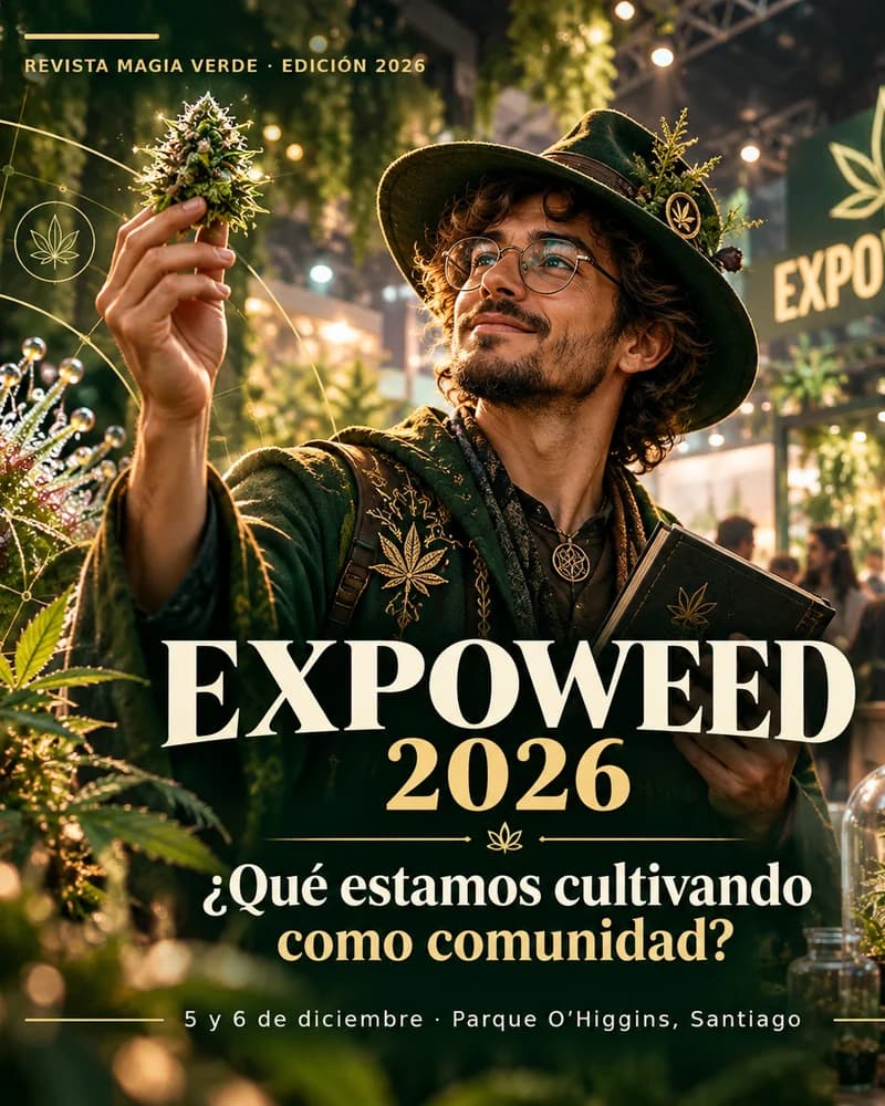 Ilustración editorial conceptual del Mago en EXPOWEED 2026, con portada vertical completa; no es fotografía real ni indica participación oficial.