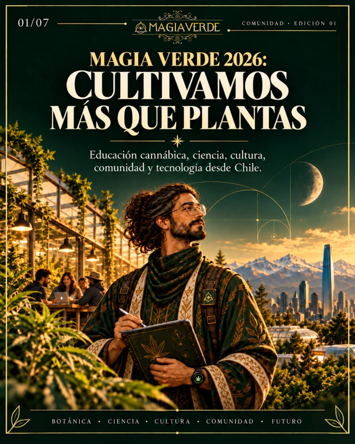 Portada aprobada del carrusel PE-001: Magia Verde 2026, cultivamos más que plantas.